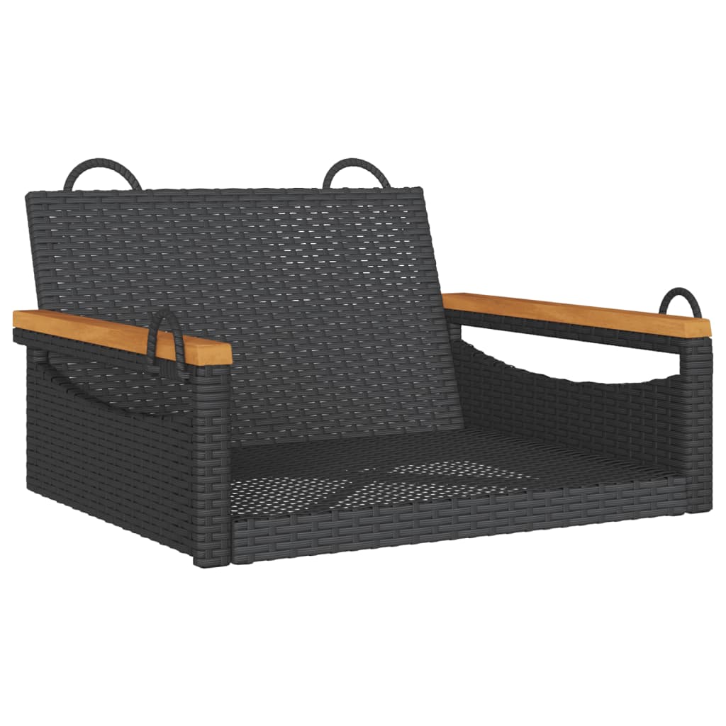 Swing Bench Black 63x62x40 cm Poly Rattan