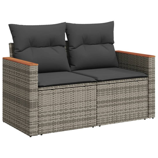 11 piece garden sofa set with grey poly rattan and cushions, perfect for affordable outdoor relaxation.