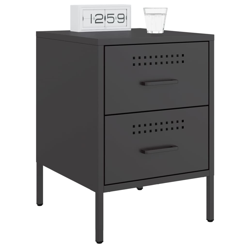 Bedside Cabinets 2 pcs Black 36x39x50.5 cm Steel