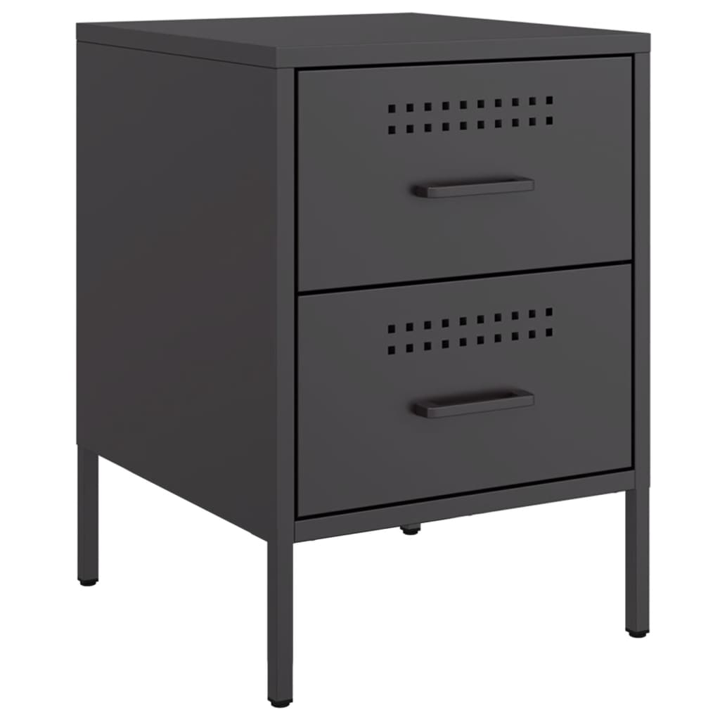 Bedside Cabinets 2 pcs Black 36x39x50.5 cm Steel