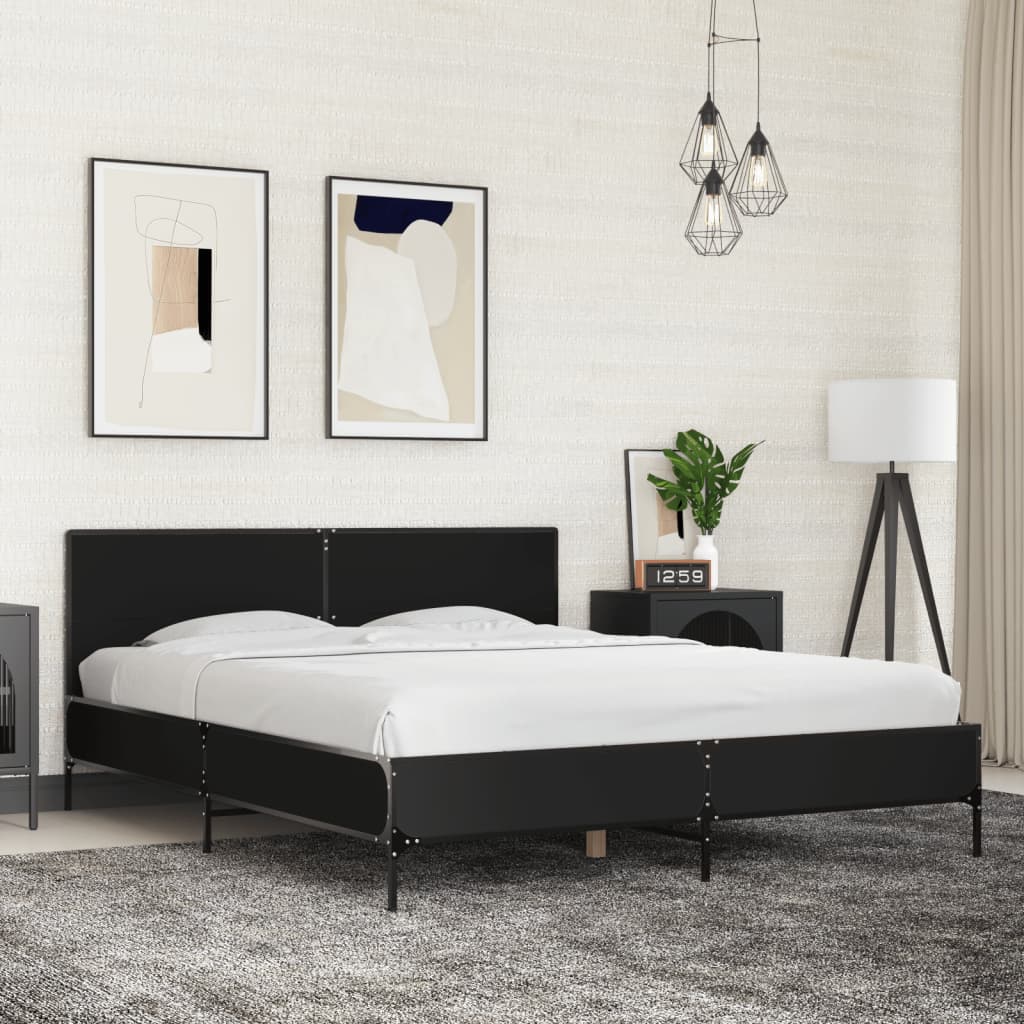 Bed Frame without Mattress Black 150x200 cm