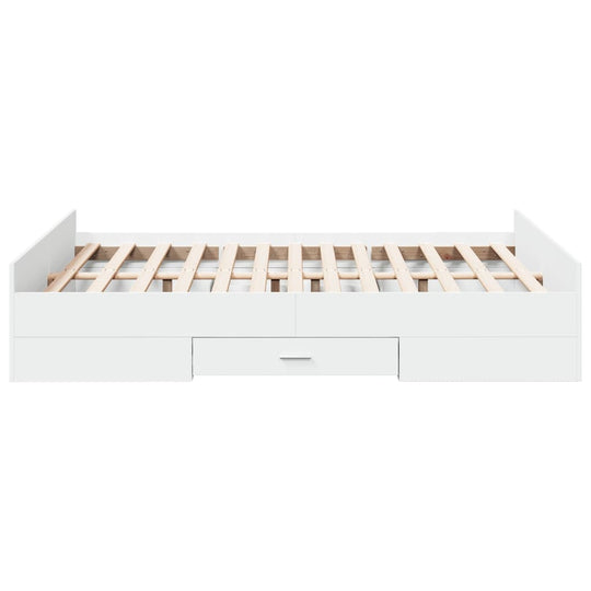 Bed Frame with Drawers without Mattress White 135x190 cm