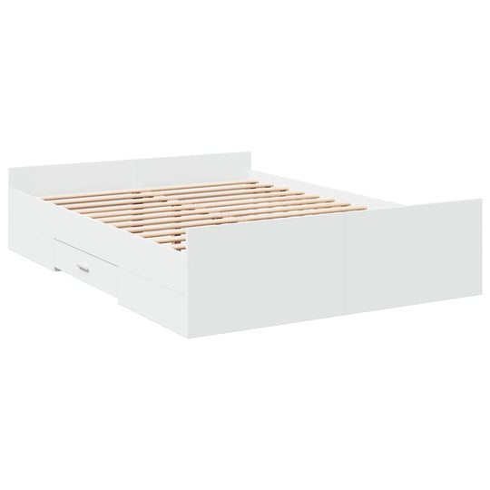 Bed Frame with Drawers without Mattress White 135x190 cm