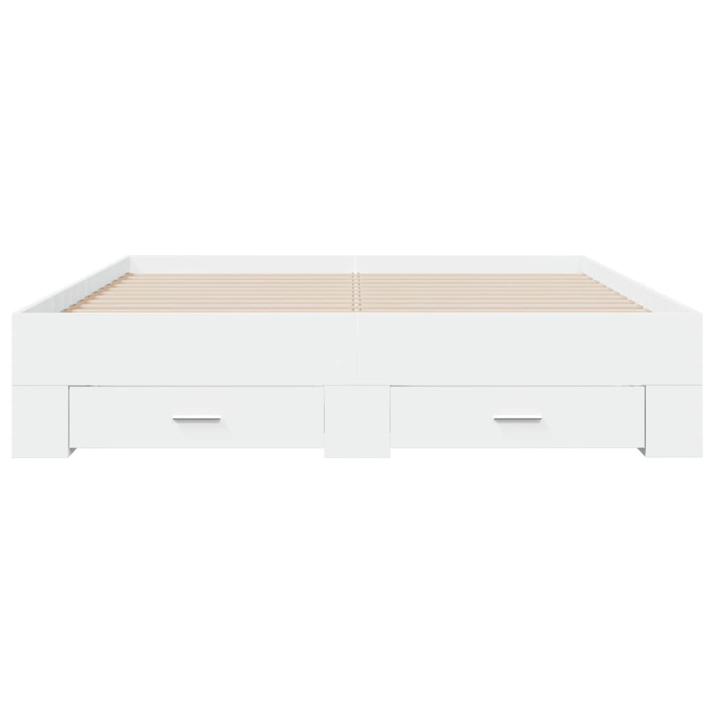 Bed Frame with Drawers without Mattress White 150x200 cm