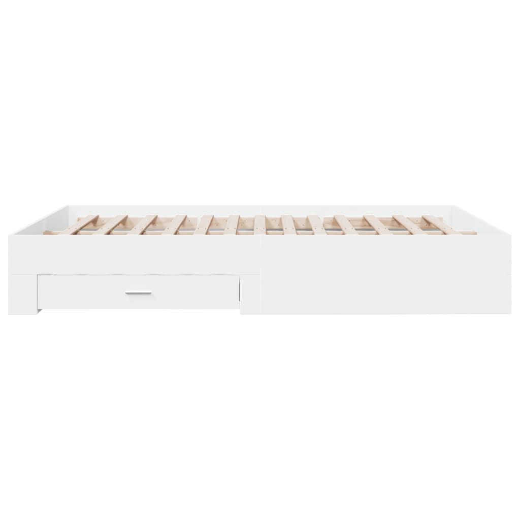 Bed Frame with Drawers without Mattress White 150x200 cm