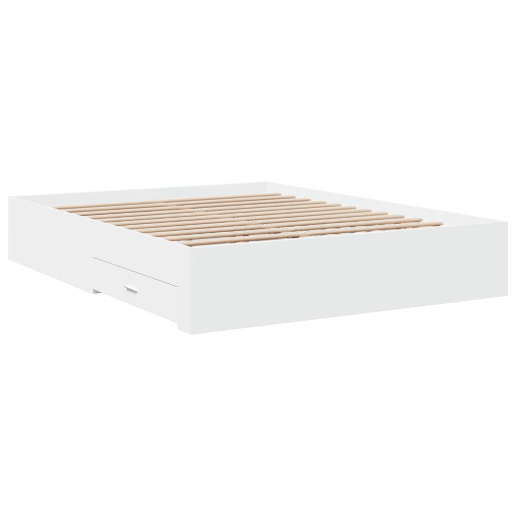 Bed Frame with Drawers without Mattress White 150x200 cm