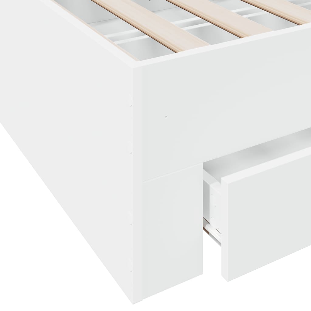 Bed Frame with Drawers without Mattress White 150x200 cm