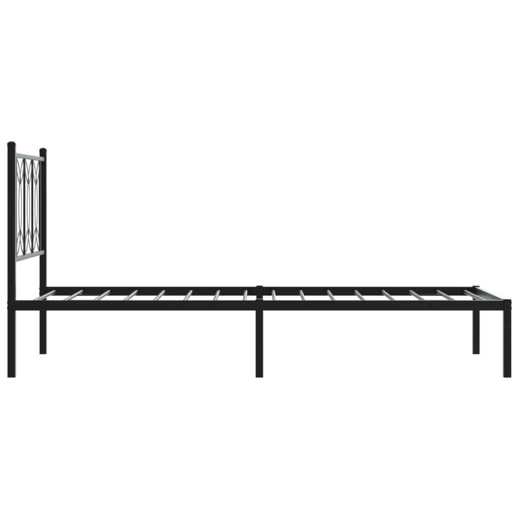 Metal Bed Frame without Mattress with Headboard Black 90x190 cm