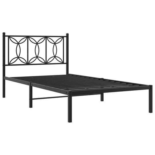 Metal Bed Frame without Mattress with Headboard Black 107x203 cm King Single