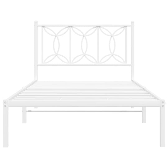 Metal Bed Frame without Mattress with Headboard White 107x203 cm King Single