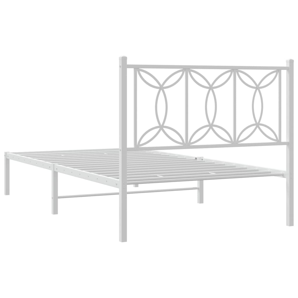 Metal Bed Frame without Mattress with Headboard White 107x203 cm King Single