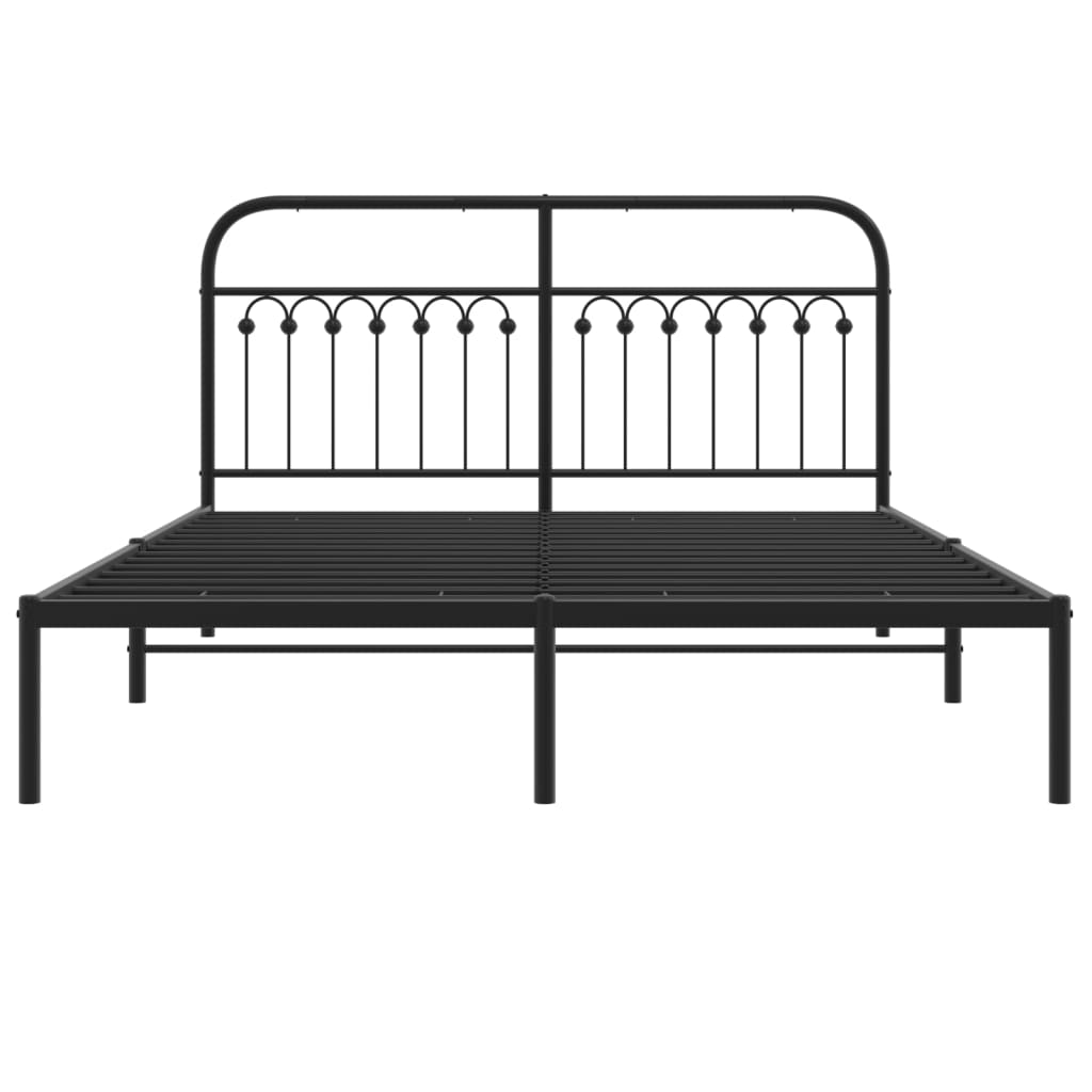 Metal Bed Frame without Mattress with Headboard Black 150x200 cm