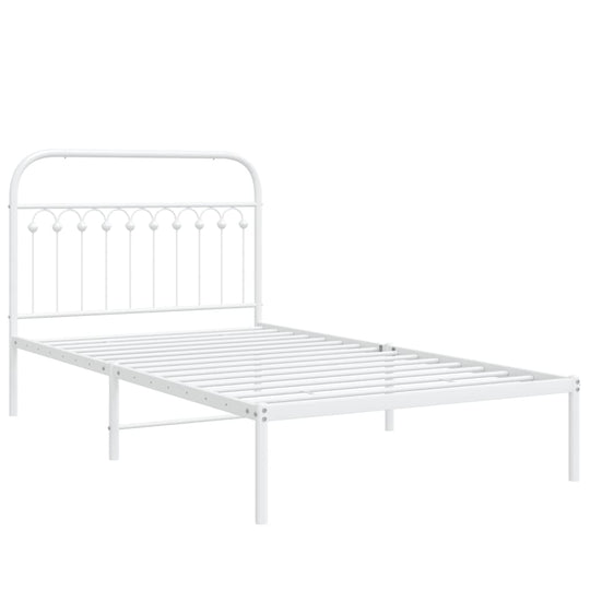 Metal Bed Frame without Mattress with Headboard White 107x203 cm King Single