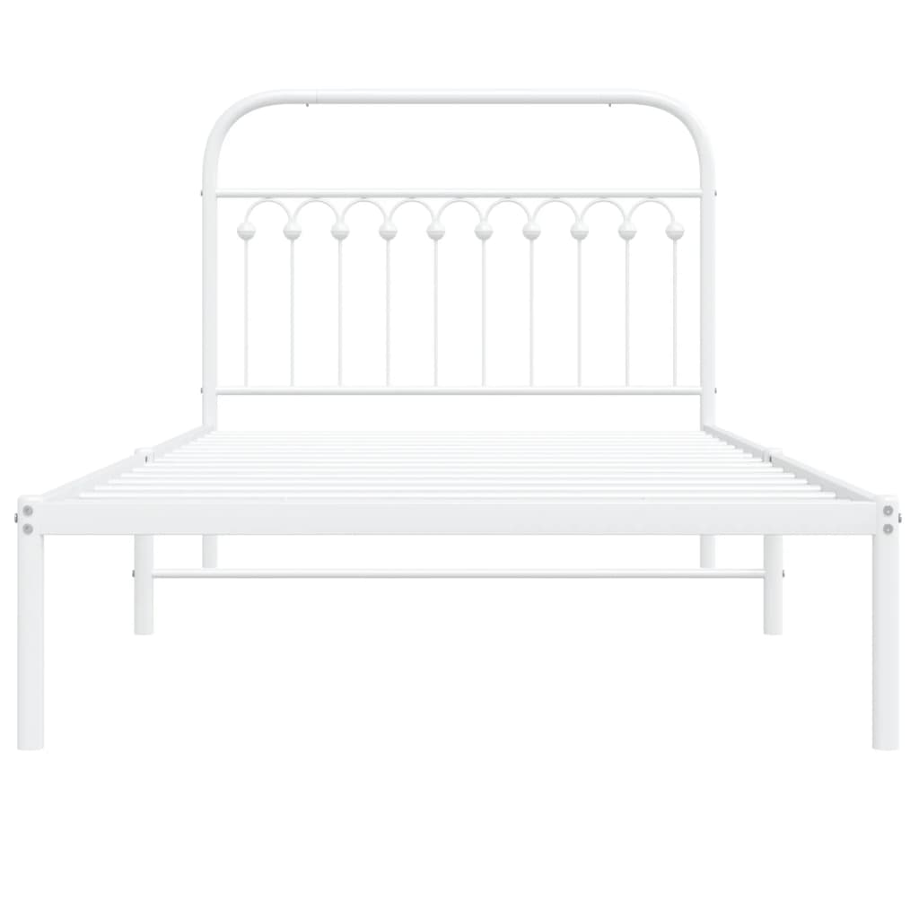 Metal Bed Frame without Mattress with Headboard White 107x203 cm King Single