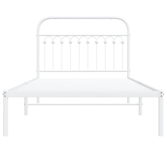 Metal Bed Frame without Mattress with Headboard White 107x203 cm King Single