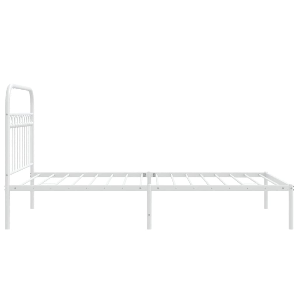 Metal Bed Frame without Mattress with Headboard White 107x203 cm King Single