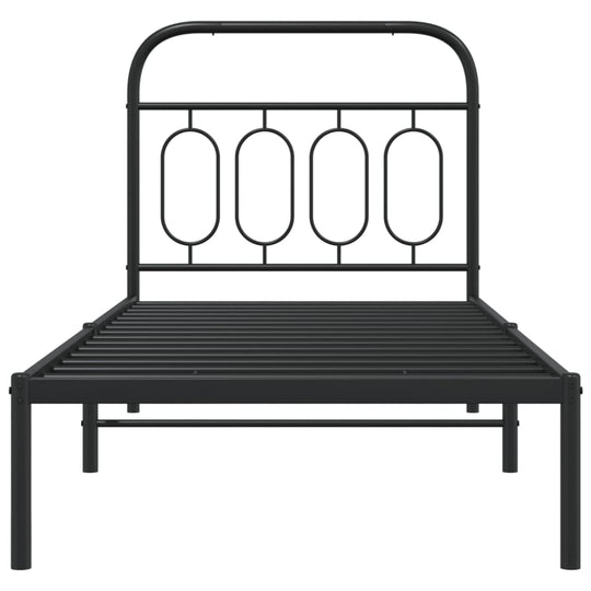 Metal Bed Frame without Mattress with Headboard Black 90x190 cm