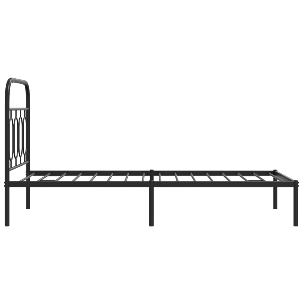 Metal Bed Frame without Mattress with Headboard Black 90x190 cm