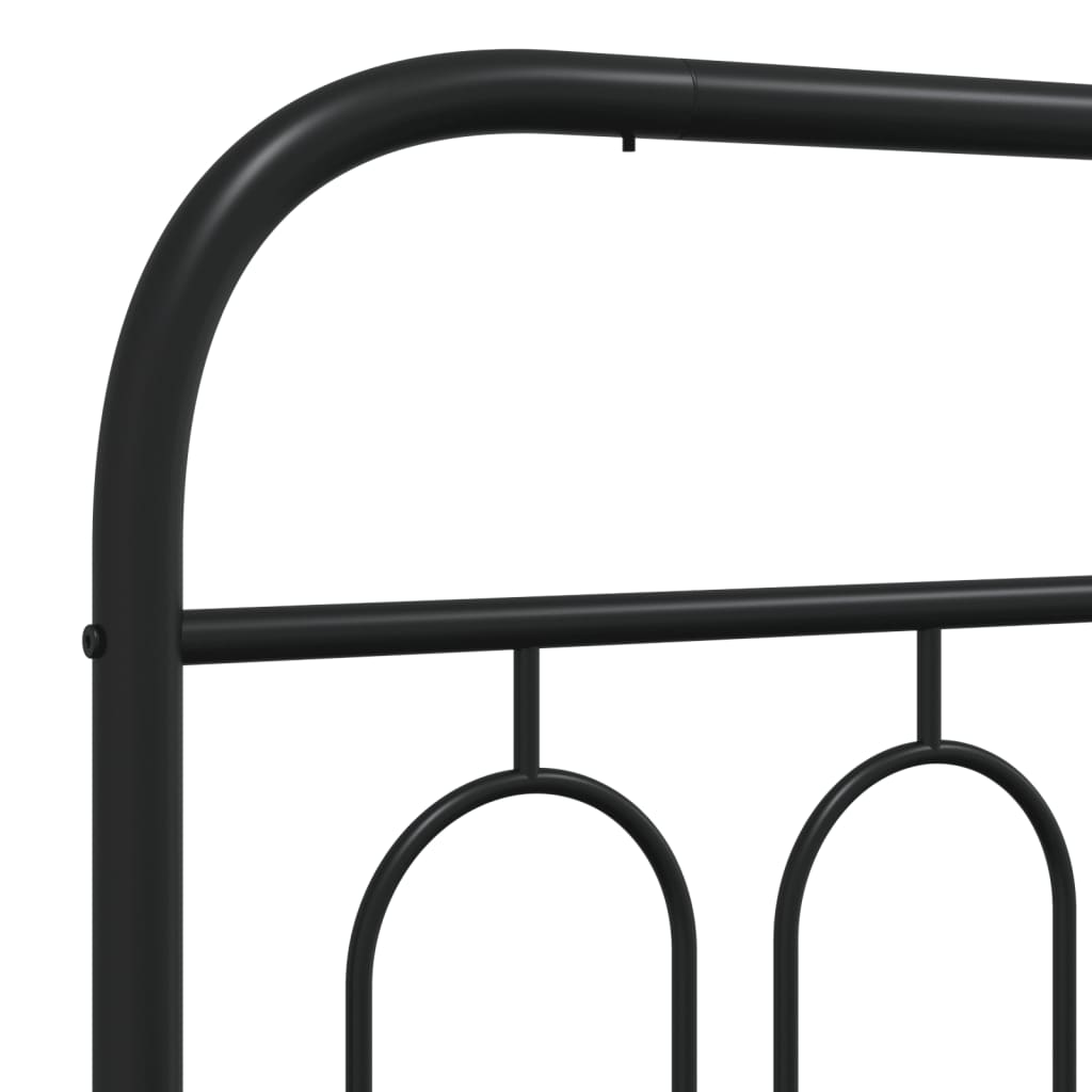 Metal Bed Frame without Mattress with Headboard Black 90x190 cm