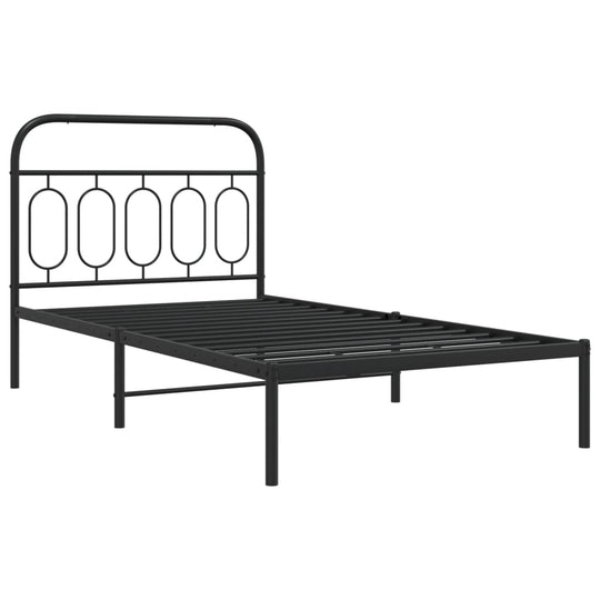 Metal Bed Frame without Mattress with Headboard Black 107x203 cm King Single