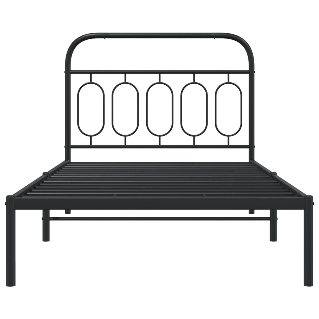 Metal Bed Frame without Mattress with Headboard Black 107x203 cm King Single