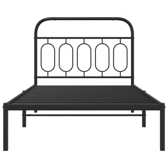 Metal Bed Frame without Mattress with Headboard Black 107x203 cm King Single