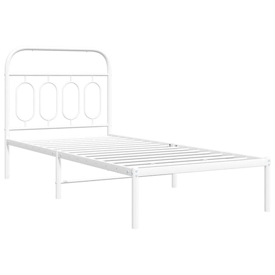 Metal Bed Frame without Mattress with Headboard White 90x190 cm