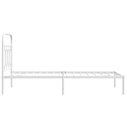 Metal Bed Frame without Mattress with Headboard White 90x190 cm