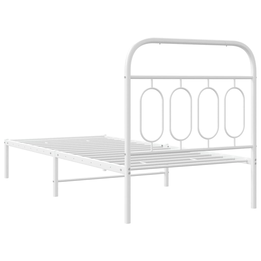 Metal Bed Frame without Mattress with Headboard White 90x190 cm