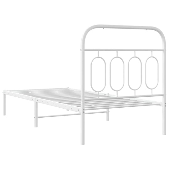 Metal Bed Frame without Mattress with Headboard White 90x190 cm