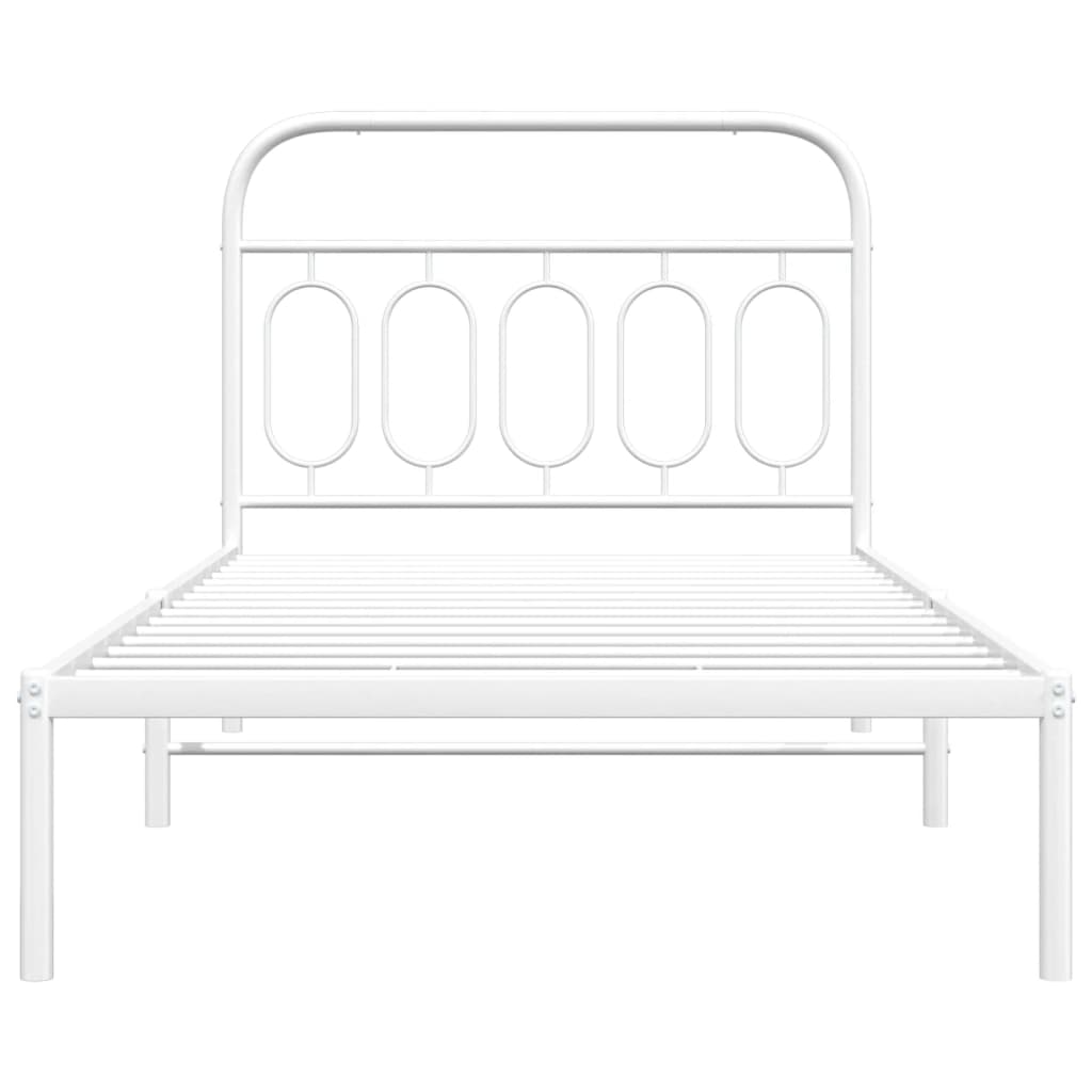 Metal Bed Frame without Mattress with Headboard White 107x203 cm King Single