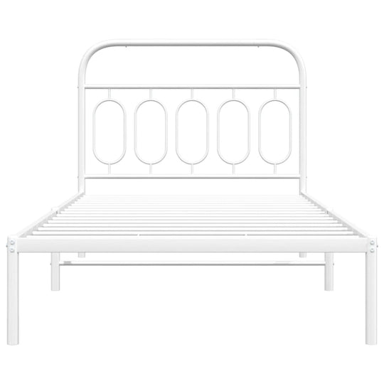 Metal Bed Frame without Mattress with Headboard White 107x203 cm King Single