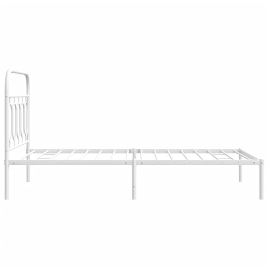 Metal Bed Frame without Mattress with Headboard White 107x203 cm King Single