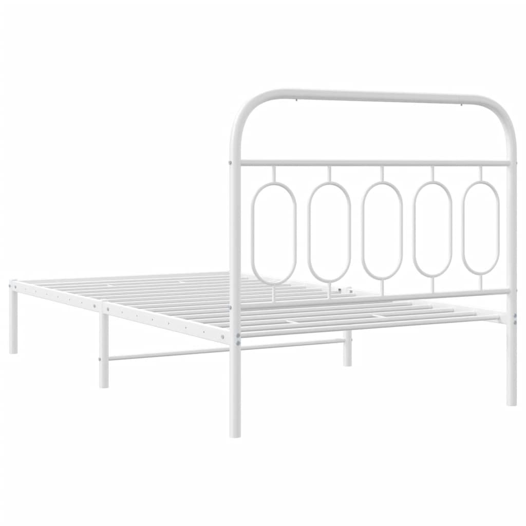 Metal Bed Frame without Mattress with Headboard White 107x203 cm King Single