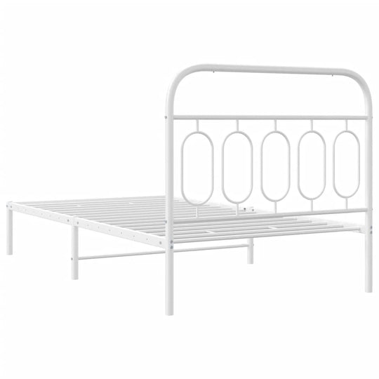 Metal Bed Frame without Mattress with Headboard White 107x203 cm King Single