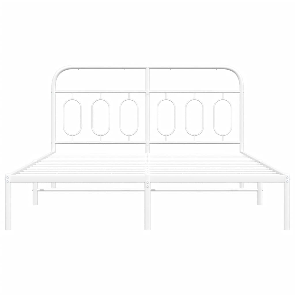 Metal Bed Frame without Mattress with Headboard White 150x200 cm