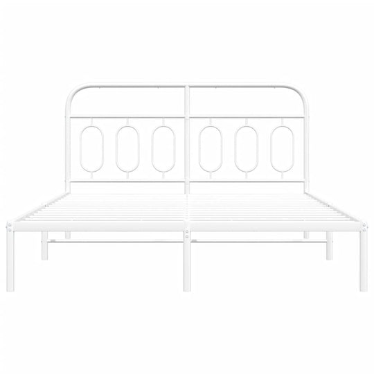 Metal Bed Frame without Mattress with Headboard White 150x200 cm