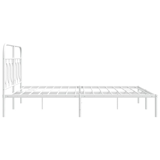 Metal Bed Frame without Mattress with Headboard White 150x200 cm