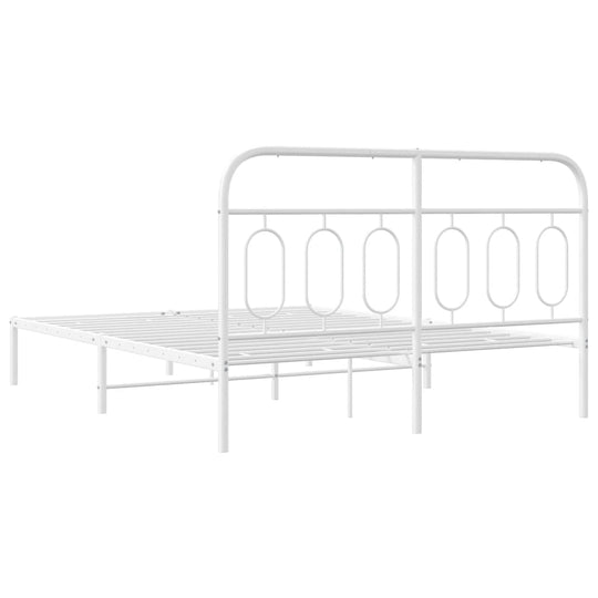 Metal Bed Frame without Mattress with Headboard White 150x200 cm