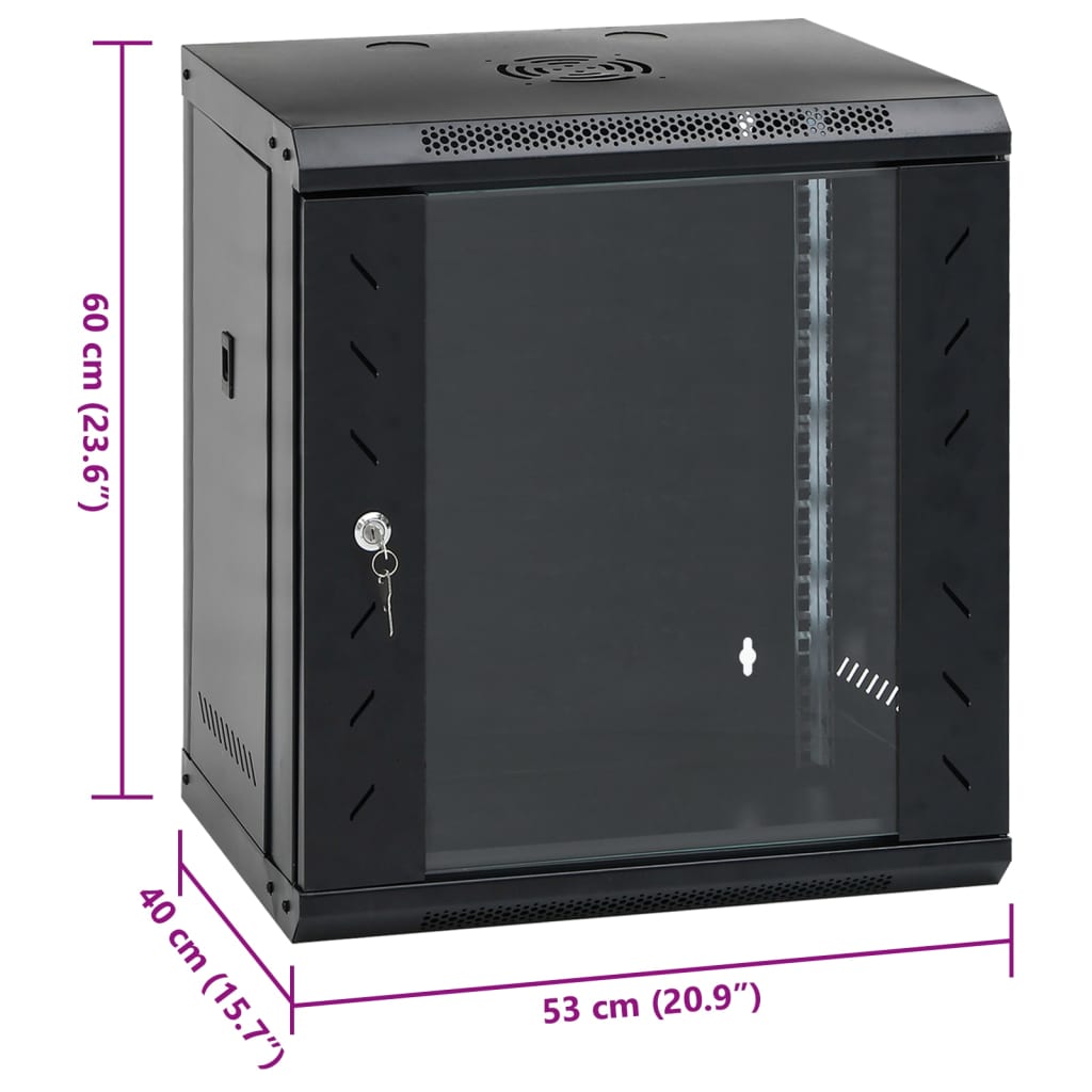 12U Wall Mounted Network Cabinet 19&quot; IP20 53x40x60 cm