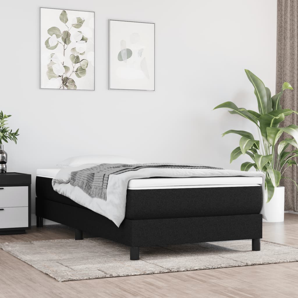 Box Spring Bed with Mattress Black 106x203 cm King Single Size Fabric