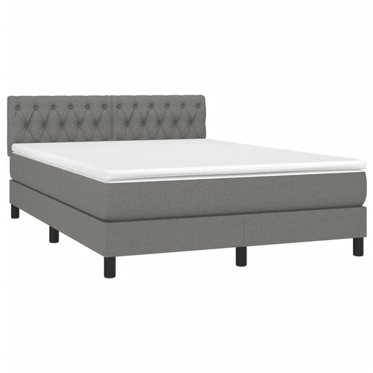 Box Spring Bed with Mattress Dark Grey 153x203 cm Queen Size Fabric