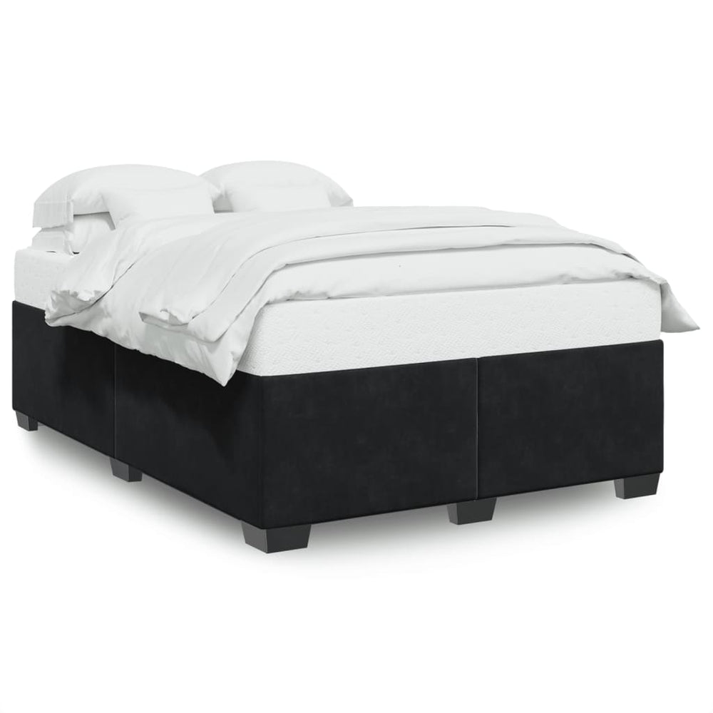 Bed Frame without Mattress Black Double Velvet