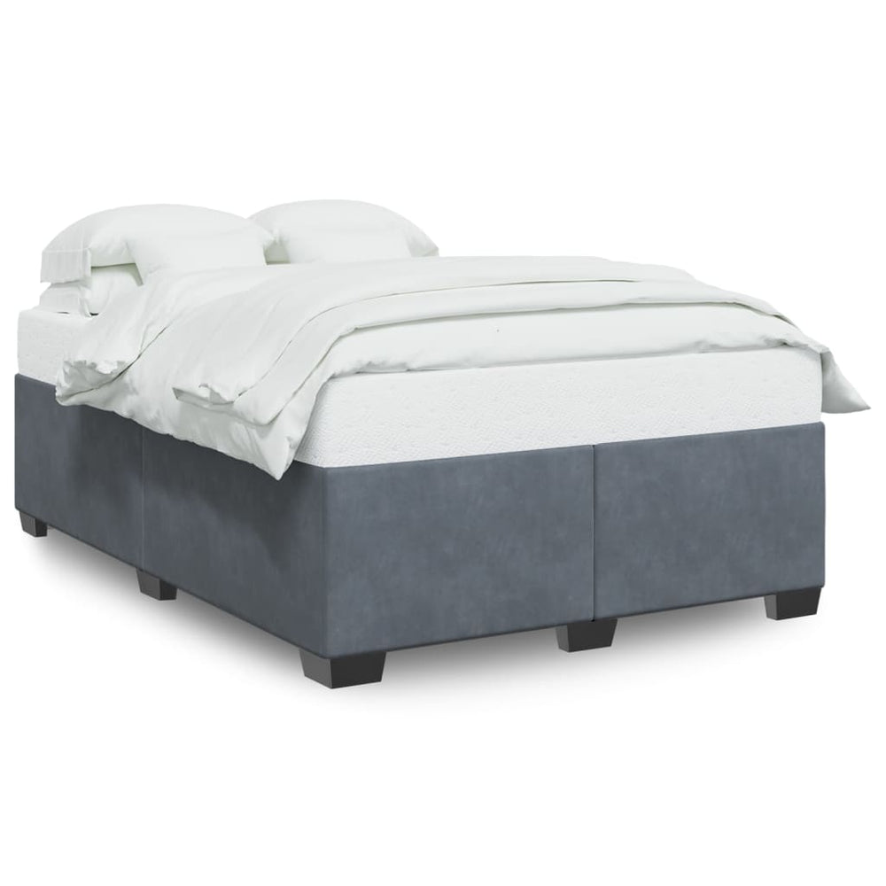 Bed Frame without Mattress Dark Grey Queen Velvet