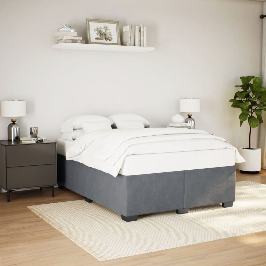 Bed Frame without Mattress Dark Grey Queen Velvet