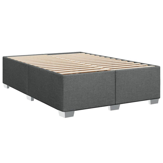 Box Spring Bed with Mattress Light Grey Double Fabric