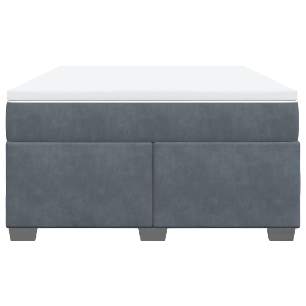 Box Spring Bed with Mattress Dark Grey Double Velvet