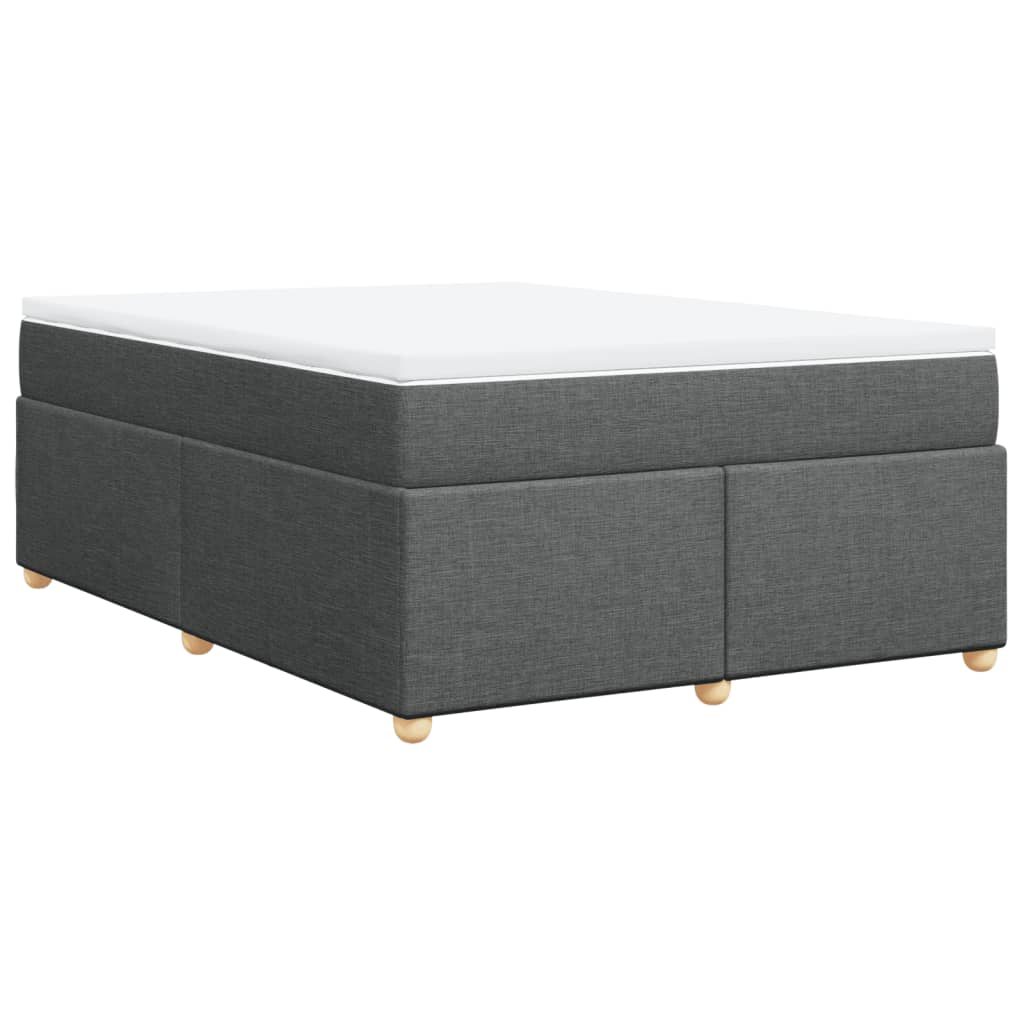 Box Spring Bed with Mattress Dark Grey Double Fabric