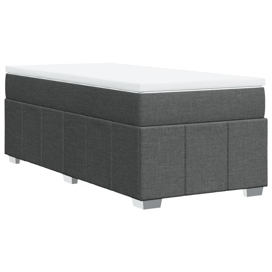 Box Spring Bed with Mattress Dark Grey King Single Fabric