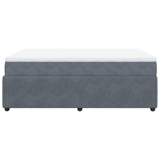 Box Spring Bed with Mattress Dark Grey Queen Velvet